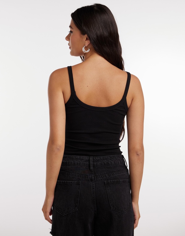 Dazie - Essential Scoop Neck Ribbed Singlet