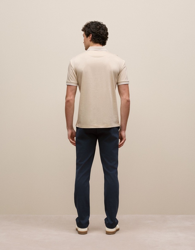 Trenery - Mercerised Cotton Tipped Polo in Fawn