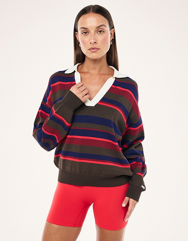 P.E Nation - Retreat Stripe Collar Knit Top