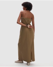 TOPSHOP - Gathered Bust Structured Poplin Bandeau Midi Dress