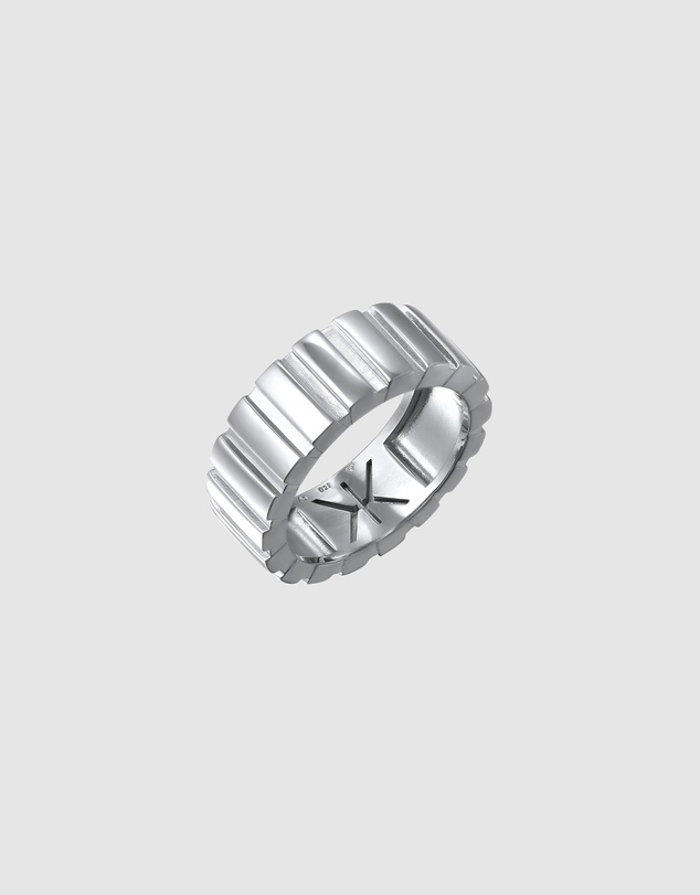 Kuzzoi - ICONIC EXCLUSIVE - Polished Band Ring with Grooves in 925 Sterling Silver