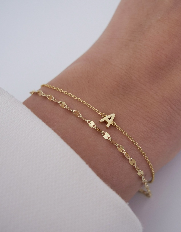 The Silver Collective - Petite A-Z Letter Bracelet Gold - A