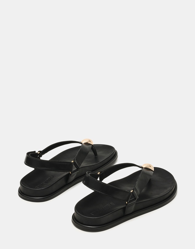 Steve Madden - Elvia Black Leather Sandals