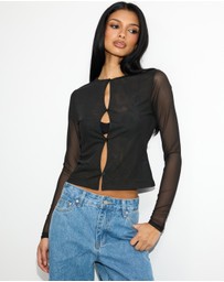 Dazie - Aliyah Keyhole Mesh Top