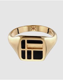 Kuzzoi - ICONIC EXCLUSIVE - Enamel Signet Ring in Gold-Plated 925 Sterling Silver