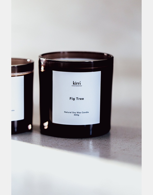 Kirri by Scent Australia Home - Fig Tree Candle 220g + Glass Cloche 220g + Wooden Base