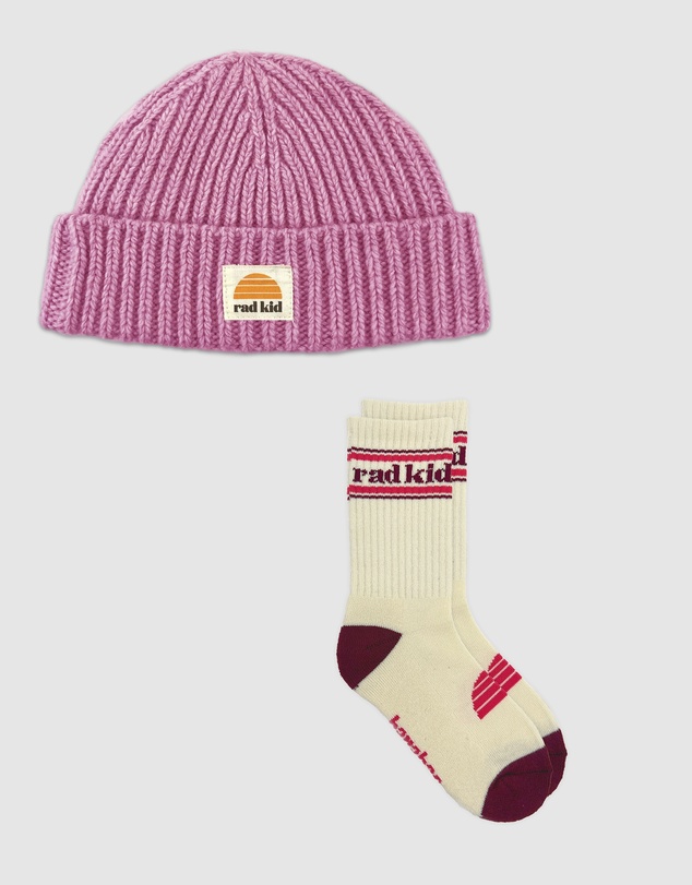 Banabae - Rad Kid Merino Beanie and Socks Bundle - Peony Pink