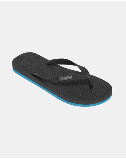 Boomerangz Footwear - Men's Black/Blue Thongs with arch support and 2 x interchangeable straps