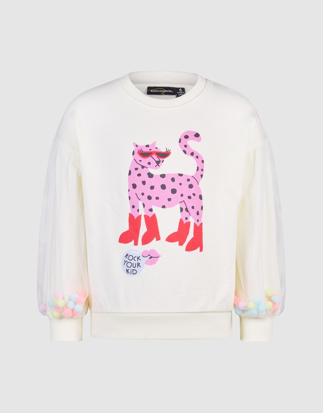 Rock Your Kid - Leopard Pom Pom Sweatshirt