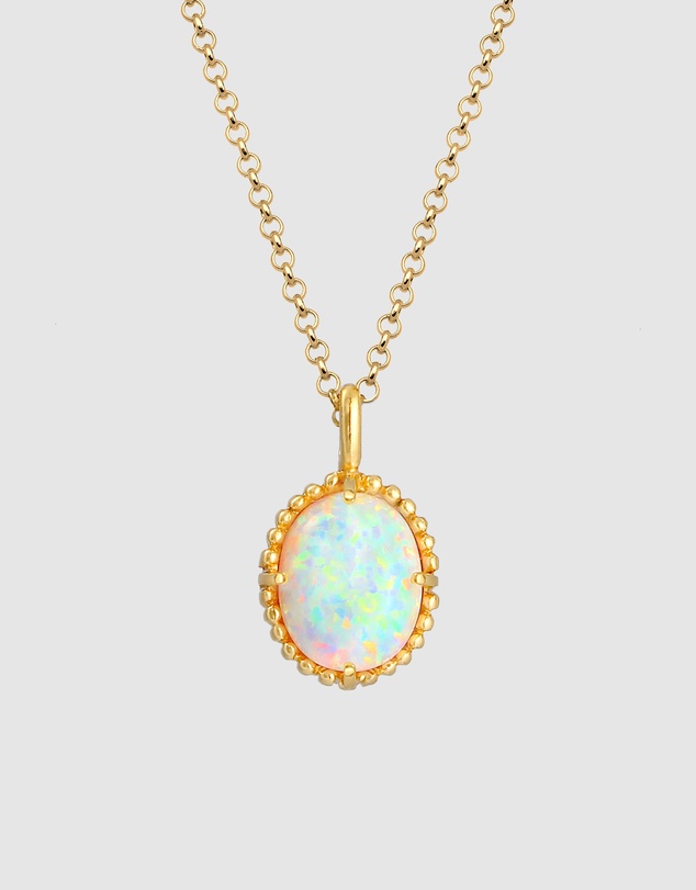 Elli Jewelry - Opal Necklace in Gold-Plated 925 Silver