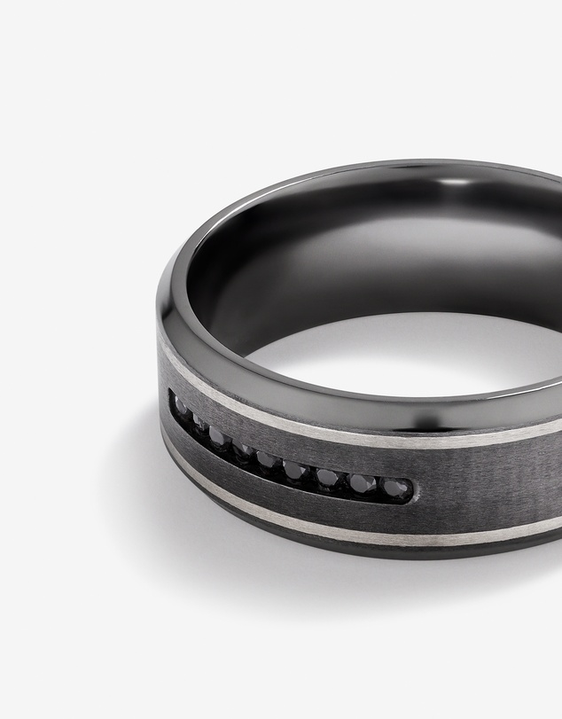Michael Hill - 8mm Brushed Dome Wedding Band in Tantalum and 10kt White Gold