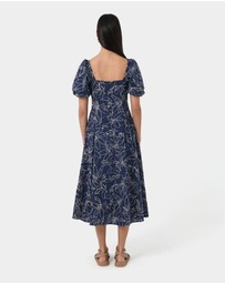 Forcast - Leen Puff Sleeve Midi Dress