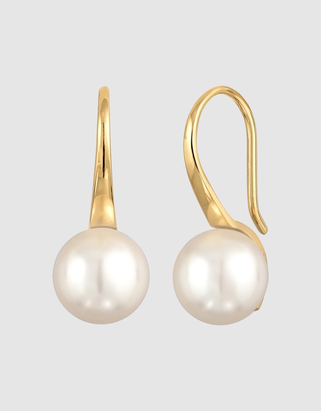 Elli Jewelry - Pearl Drop Earrings in Gold-Plated 925 Silver