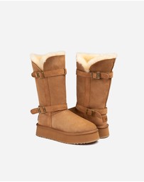 Ozwear Connection Uggs - Ugg Classic Platform Buckle Long Boots (4.5cm) (Water Resistant)