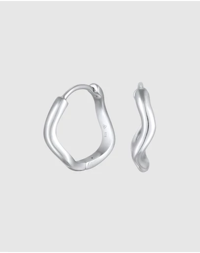 Elli Jewelry - Organic Wave Hoop Earrings in 925 Silver