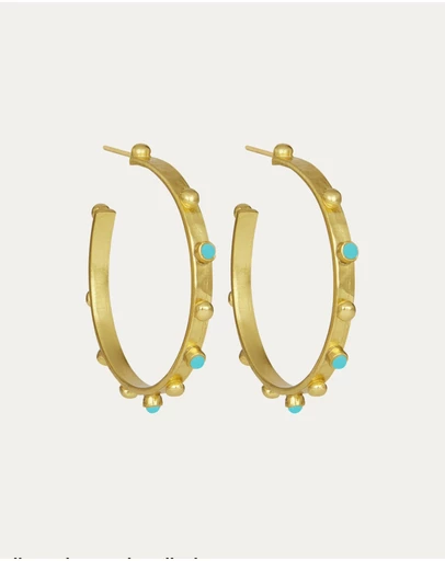 Ottoman Hands - Tanrica Large Hoop Earrings with Turquoise Beads