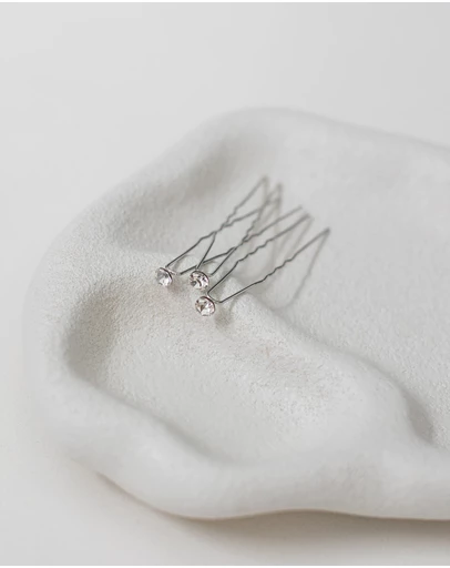 The White Collection - Aria - 6mm Crystal Bridal Hair Pin Trio