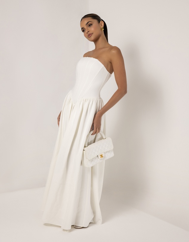 Heiress Beverly Hills - Strapless Corset Crepe Flare Maxi Dress
