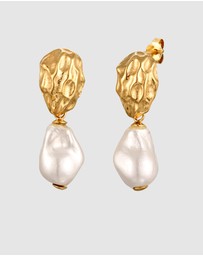 Elli Jewelry - Earrings Stud Shell Pearl 925 Sterling Silver Gold-Plated