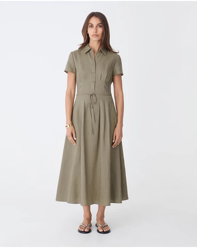 Forcast - Sophie Pleat Waist Linen Dress