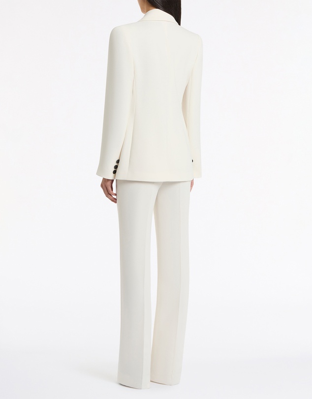 Carla Zampatti - Ivory Crepe Pintuck Flared Pant