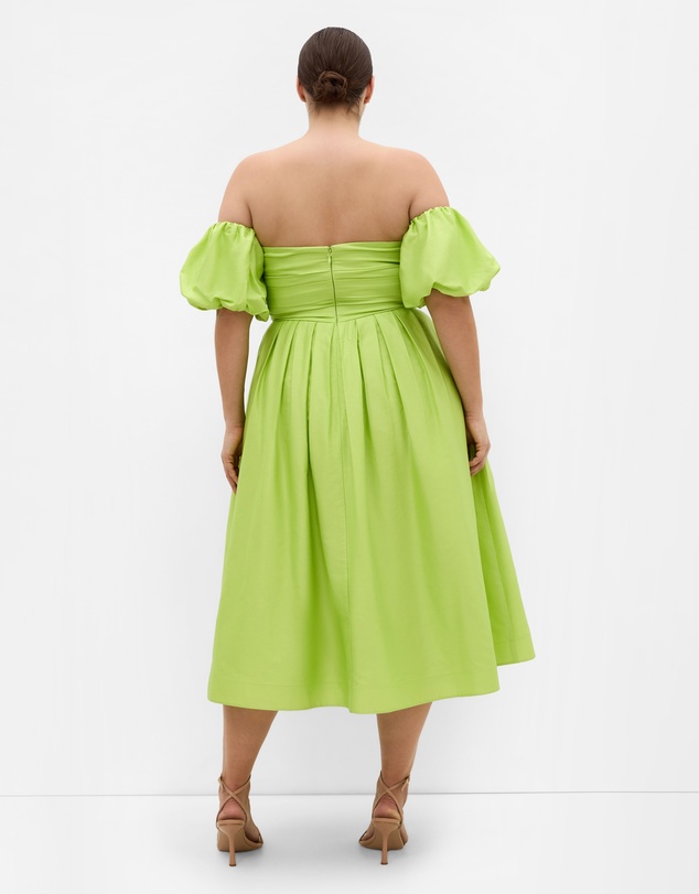 City Chic - Rosalee Puff Sleeve Midi Dress - pistachio