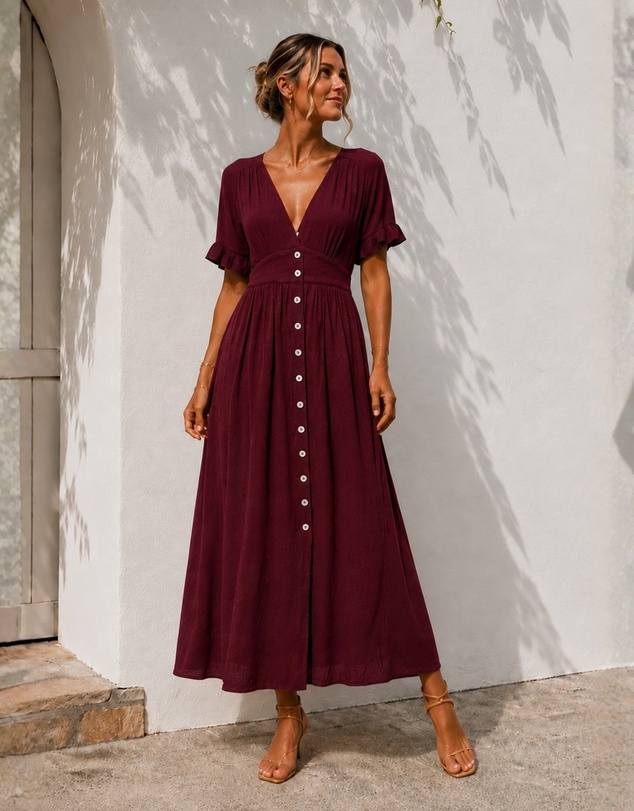 Esther & Co - Korbela Dress - Bordeaux