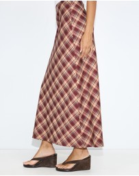Dazie - Bronte Bias Cut Check Maxi Skirt