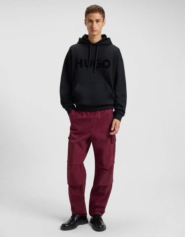 HUGO - Oversized-Fit Hoodie in Cotton Terry With Reflective Logo