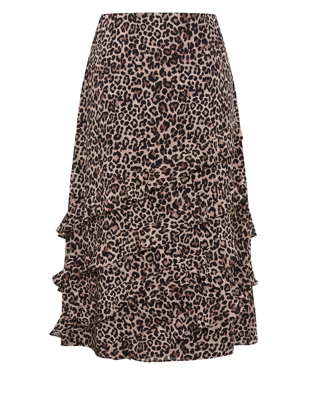 City Chic - Skai Leopard Print Maxi Skirt