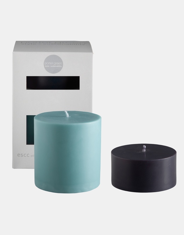 porter green - escc large pillar candle soy-blend unscented candles