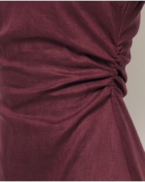AERE - Elow Ruched Linen Midi Dress