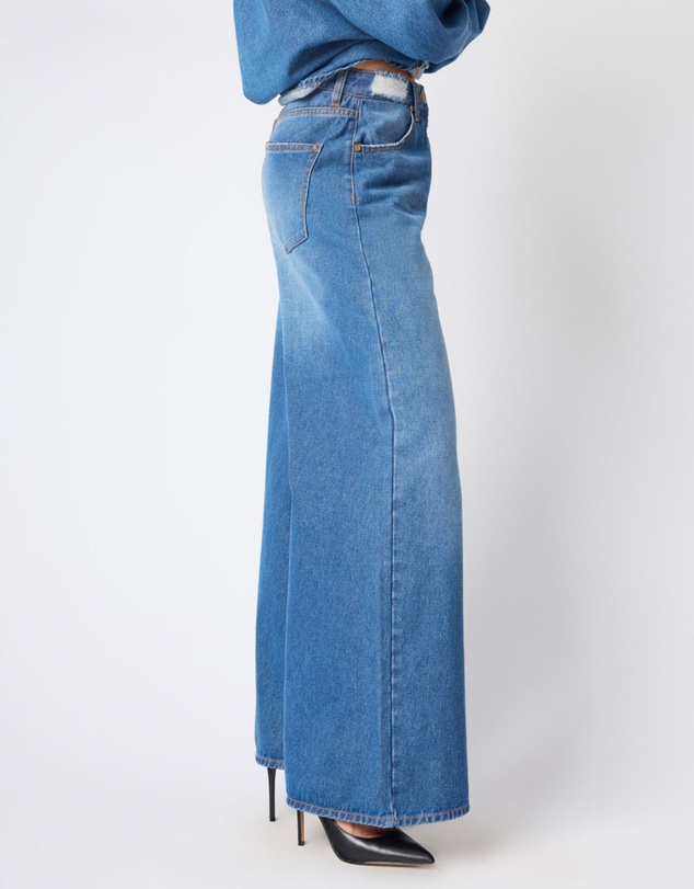 ONE TEASPOON - Love Machines Mid Waist Super Wide Leg Denim Jeans - Pacifica Blue