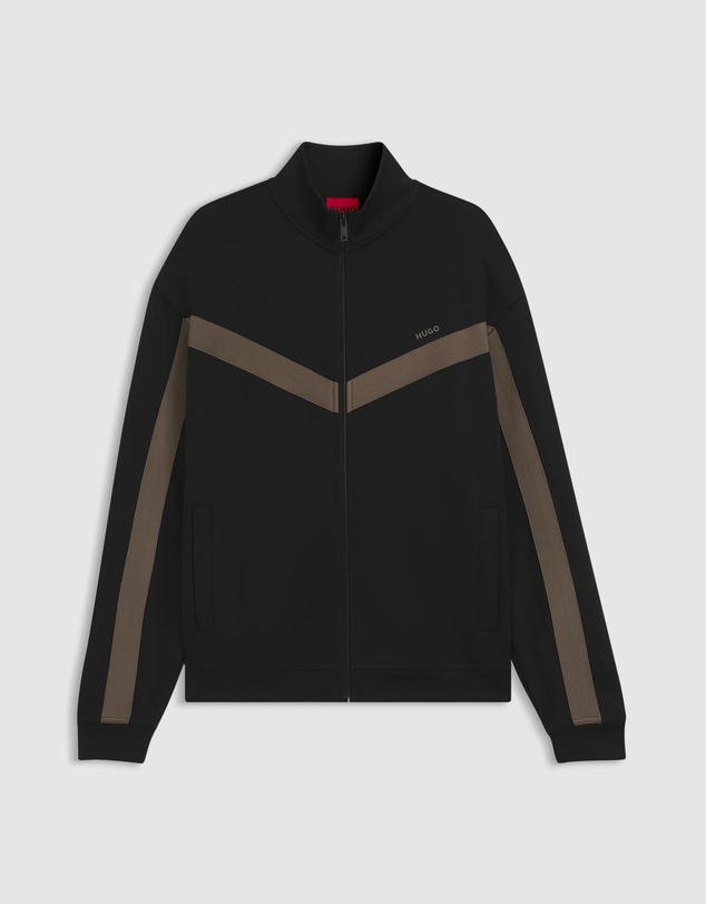HUGO - Relaxed-Fit Zip-up Sweatshirt With Chevron Tape