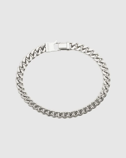 GUESS - GUESS Mens Silver-Tone 8mm Curb Chain Bracelet