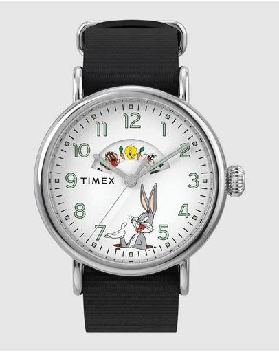 TIMEX - Looney Tunes x Timex Bugs and Friends Standard 40mm Black Fabric Strap Watch