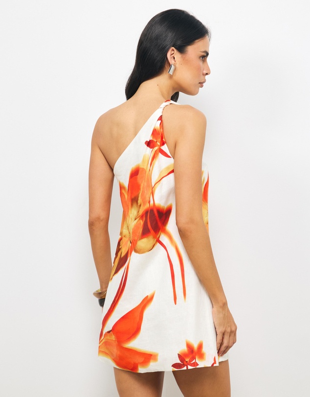 AERE - Ilaria Linen One Shoulder Mini Dress