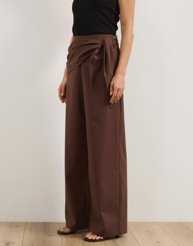 Atmos&Here - Sabrina Linen Blend Wrap Belt Pants