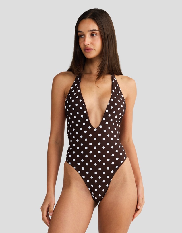 Vacay Swimwear - Vienna One Piece Chocolate Polka