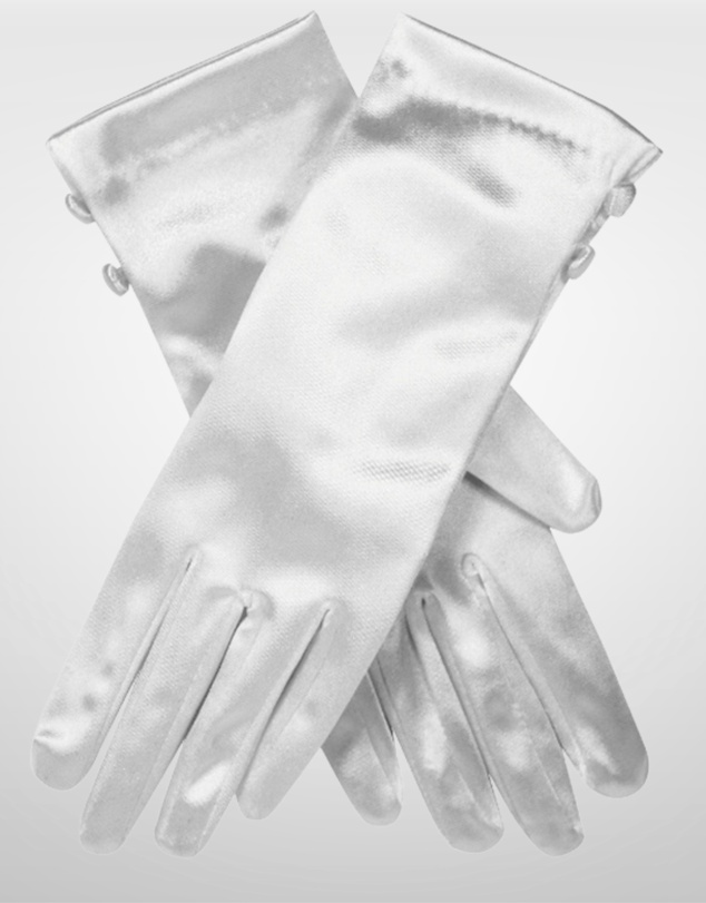 DENTS - Satin Wrist Length Gloves with Button Trim