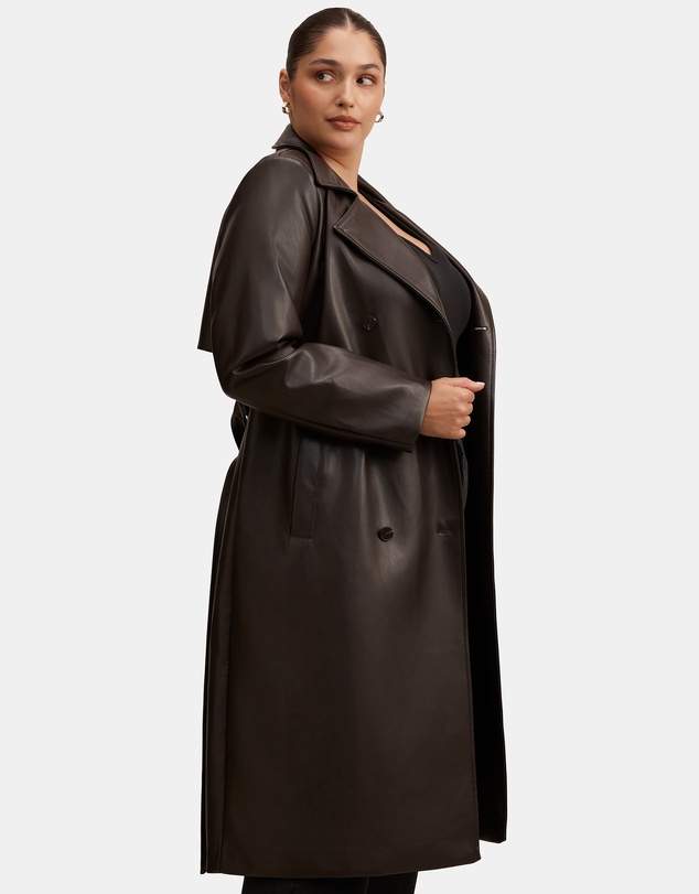 Forever New Curve - Sabina Curve Faux Leather Trench Coat