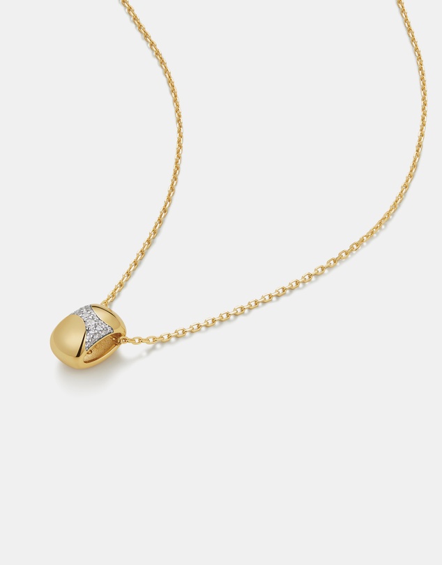Ania Haie - Ania Haie Gold Puffed Rivulet Pave Necklace