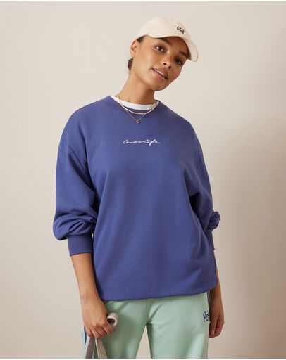WASHED NAVY CERES SCRIPT EMBROIDERY