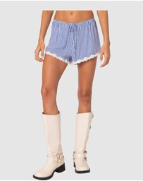 EDIKTED - Patty Striped Lace Trim Shorts