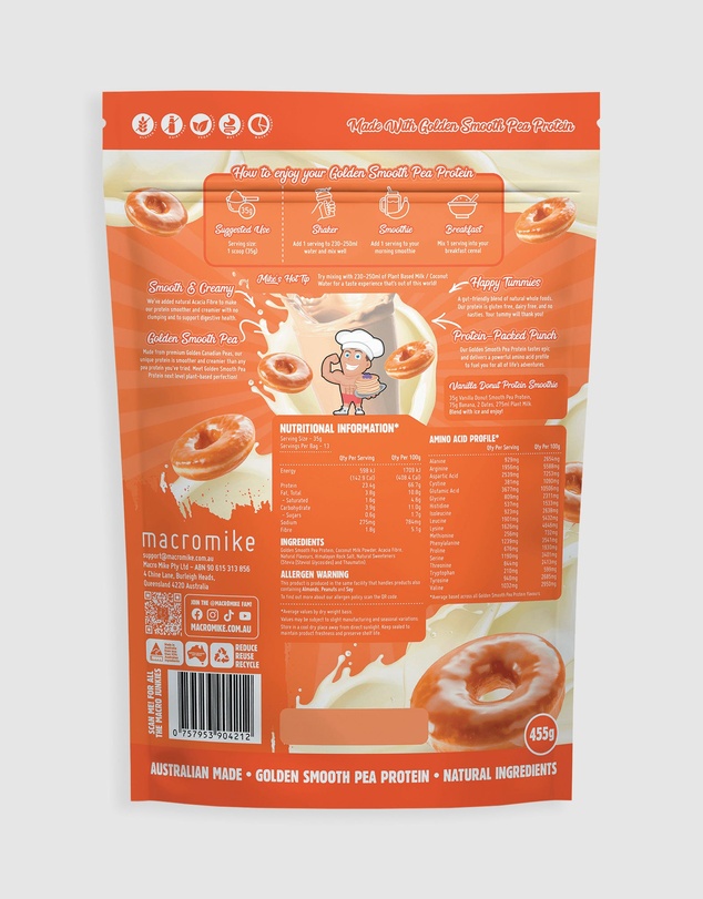 Macro Mike - Vanilla Donut Golden Smooth Pea Protein - 455g