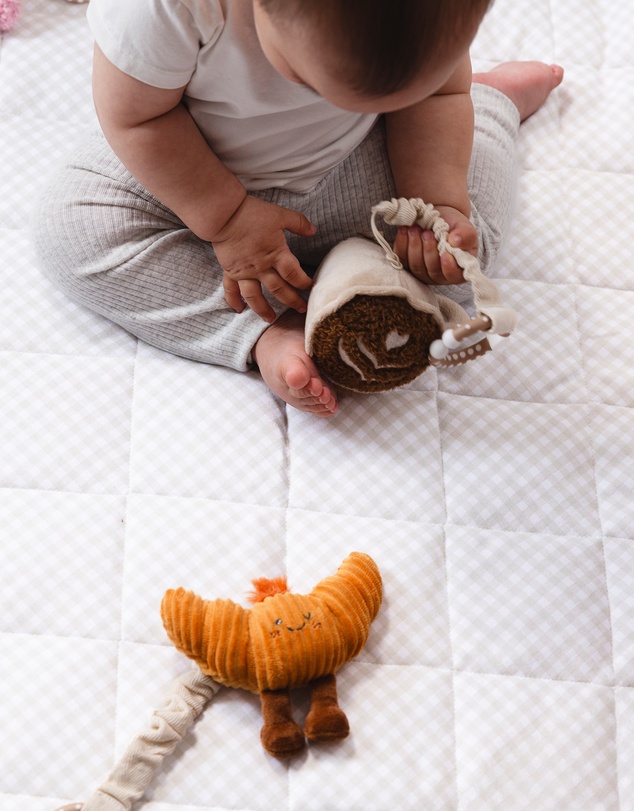 Living Textiles - 2 Pack Mini Market Brunch Stroller Toys - Coffee & Croissant
