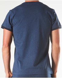 Mitch Dowd - Short Sleeve Contrast Cotton Sleep Tee - Denim Marle