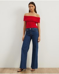 Atmos&Here - Elka Short Sleeve Mesh Off Shoulder Top