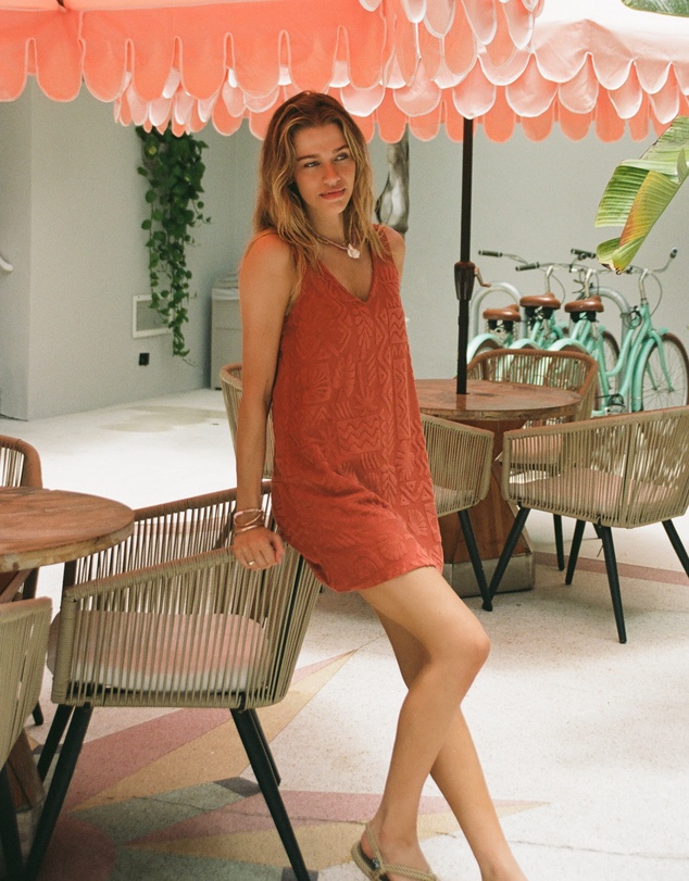 Poolside Paradiso - Mai Tai V Tunic Towelling Dress - Sienna