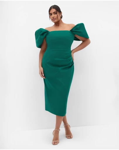 City Chic - Elyse Off Shoulder Midi Dress
